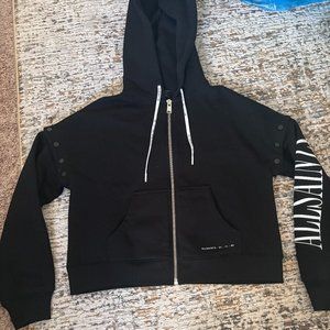 All Saints Black Zip Up Sweater- Small